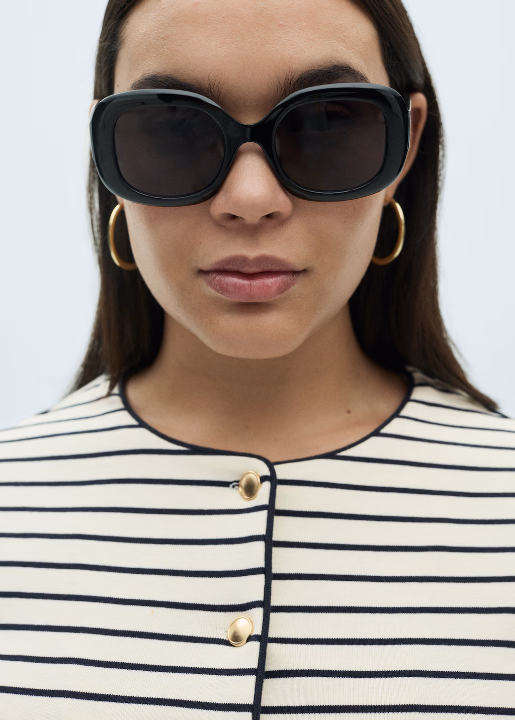 Stripped knit cardigan - Dark Navy