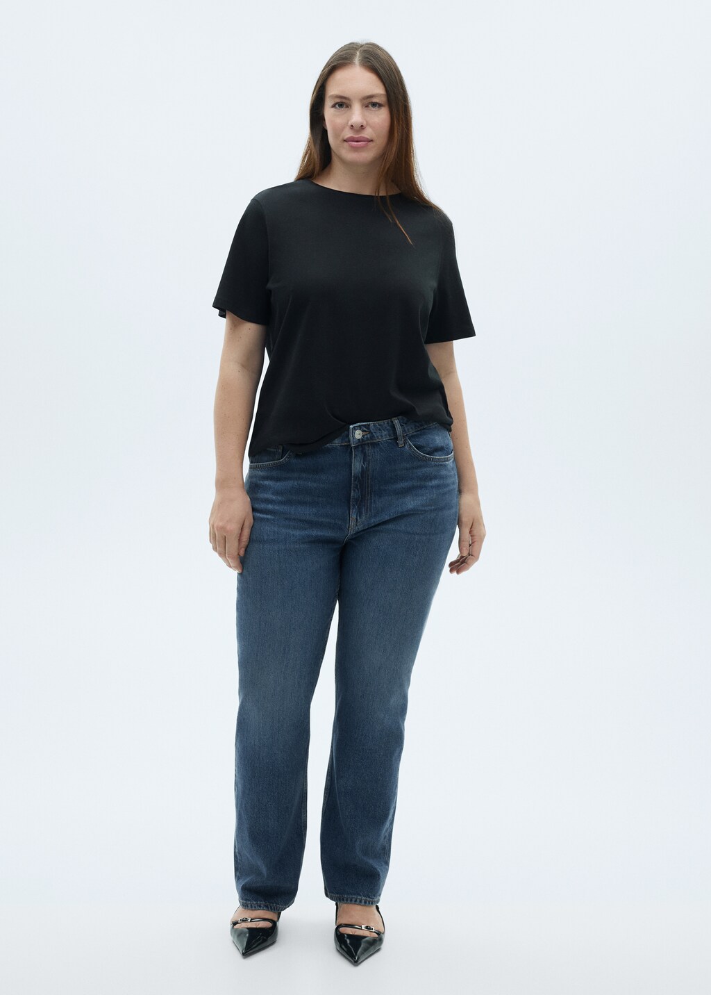 Matilda medium-rise straight-fit jeans - Black denim