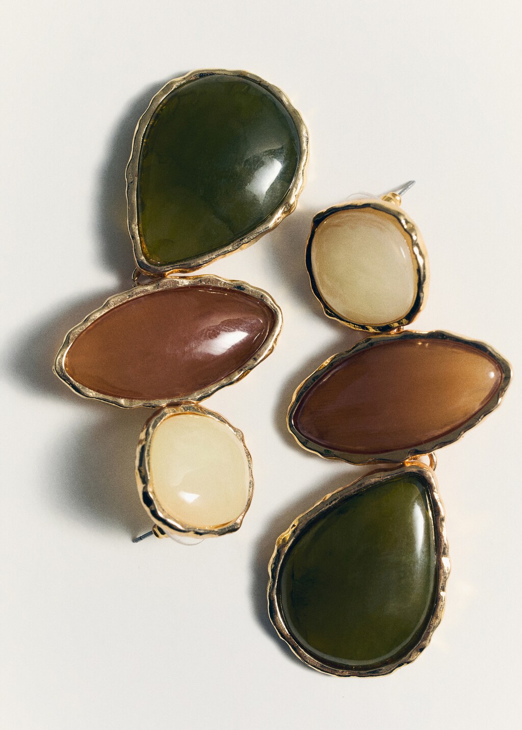 Beaded drop earrings - Beige