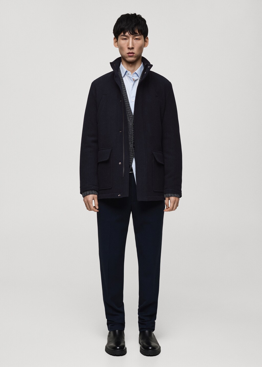 Quilted wool inner coat - Dark Navy