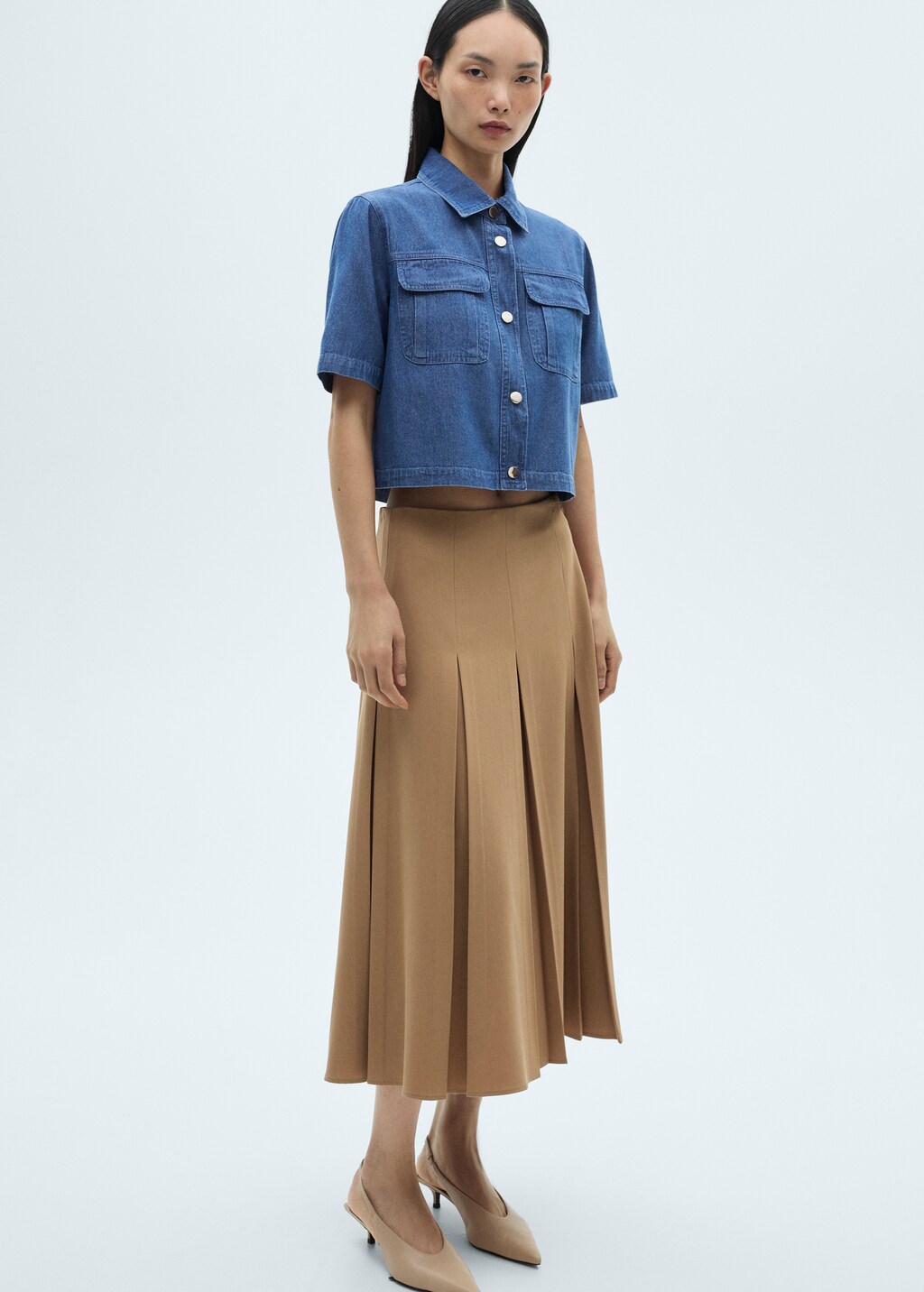 Cropped denim shirt - Medium Blue