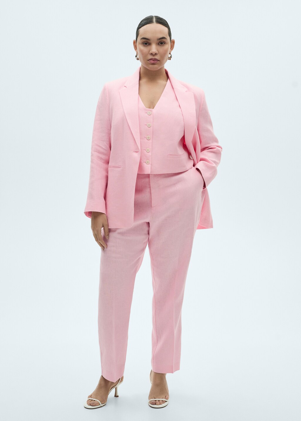 Linen suit jacket - Sky Blue