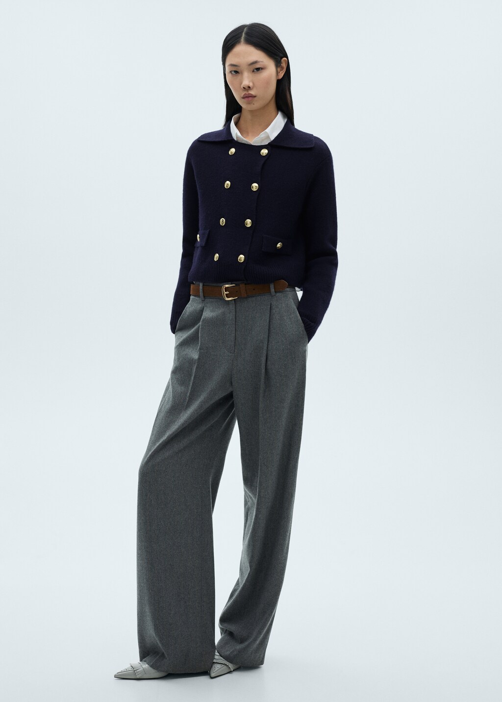 Double-breasted wool jacket - Dark Navy