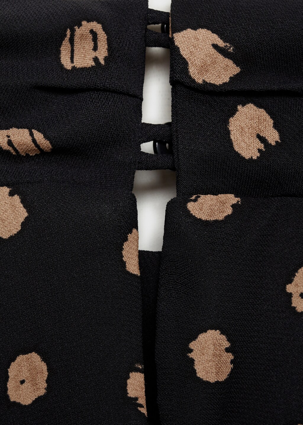 Polka-dot blouse with draped collar - Black