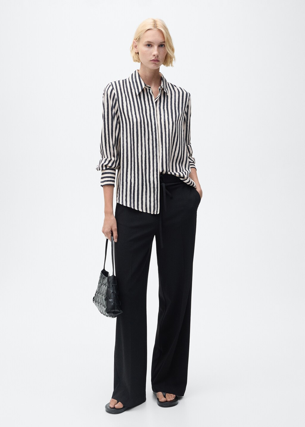 Striped flowy shirt - Ecru