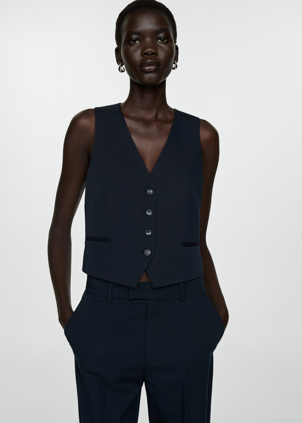 Suit waistcoat with buttons - Black