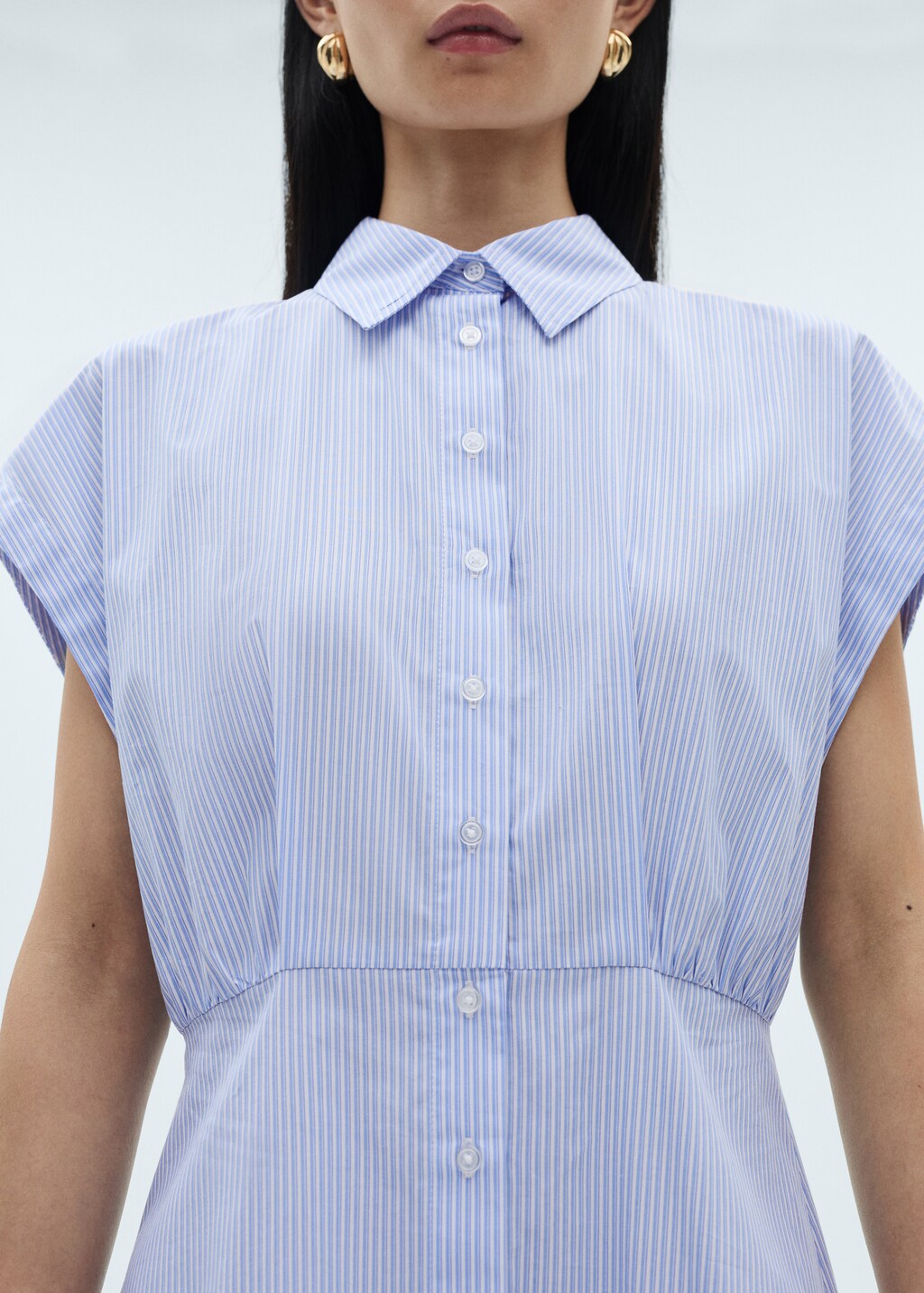 Lace detail shirt dress - Blue