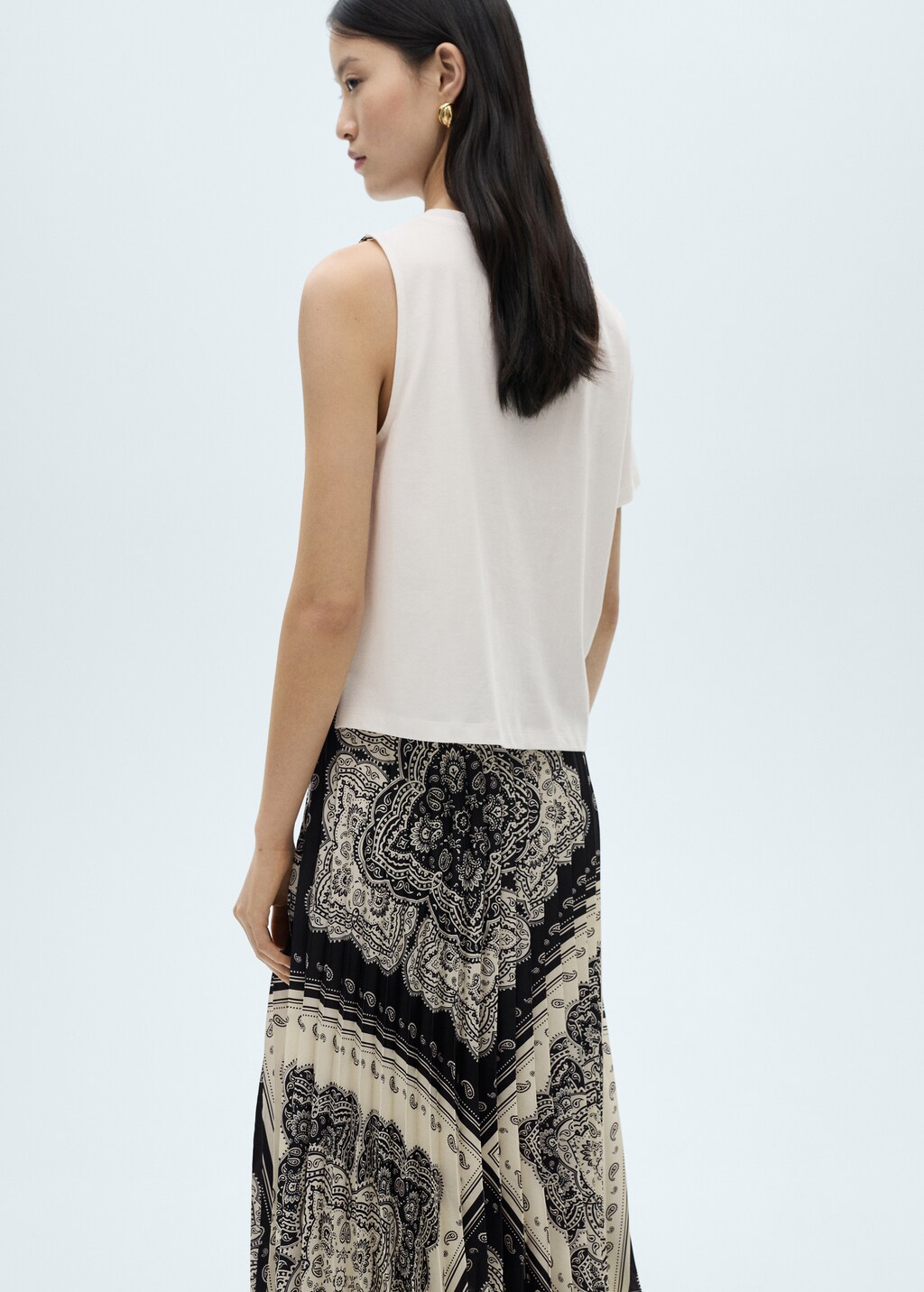 Asymmetrical paisley print t-shirt - Off White