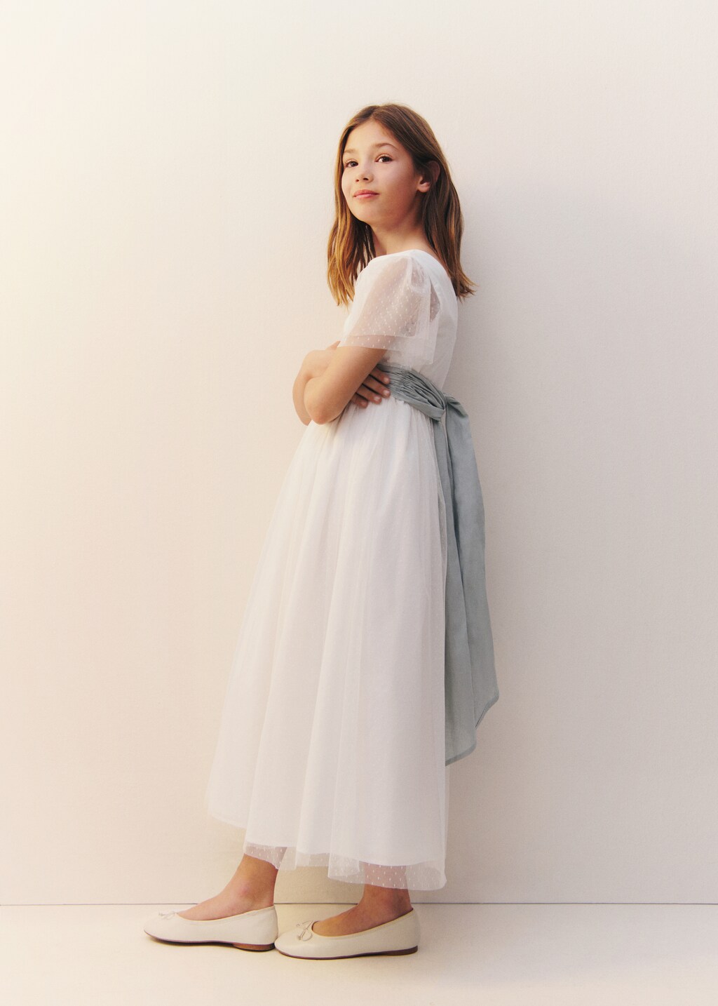Bow Plumeti dress - White