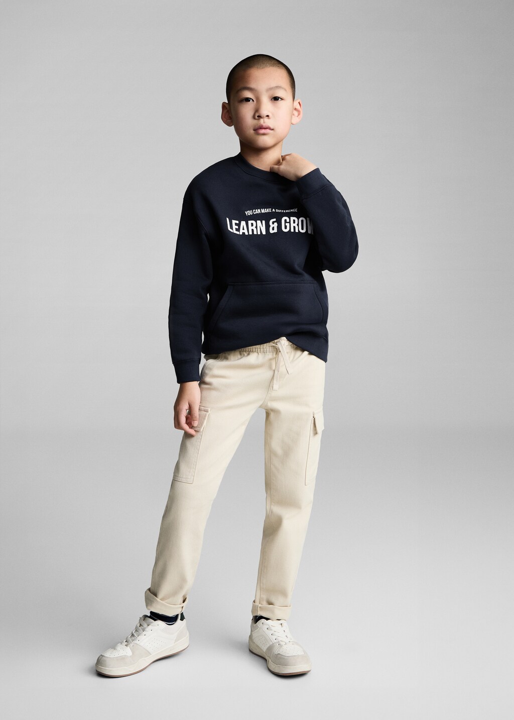 Sweatshirt with printed lettering - Dark Navy
