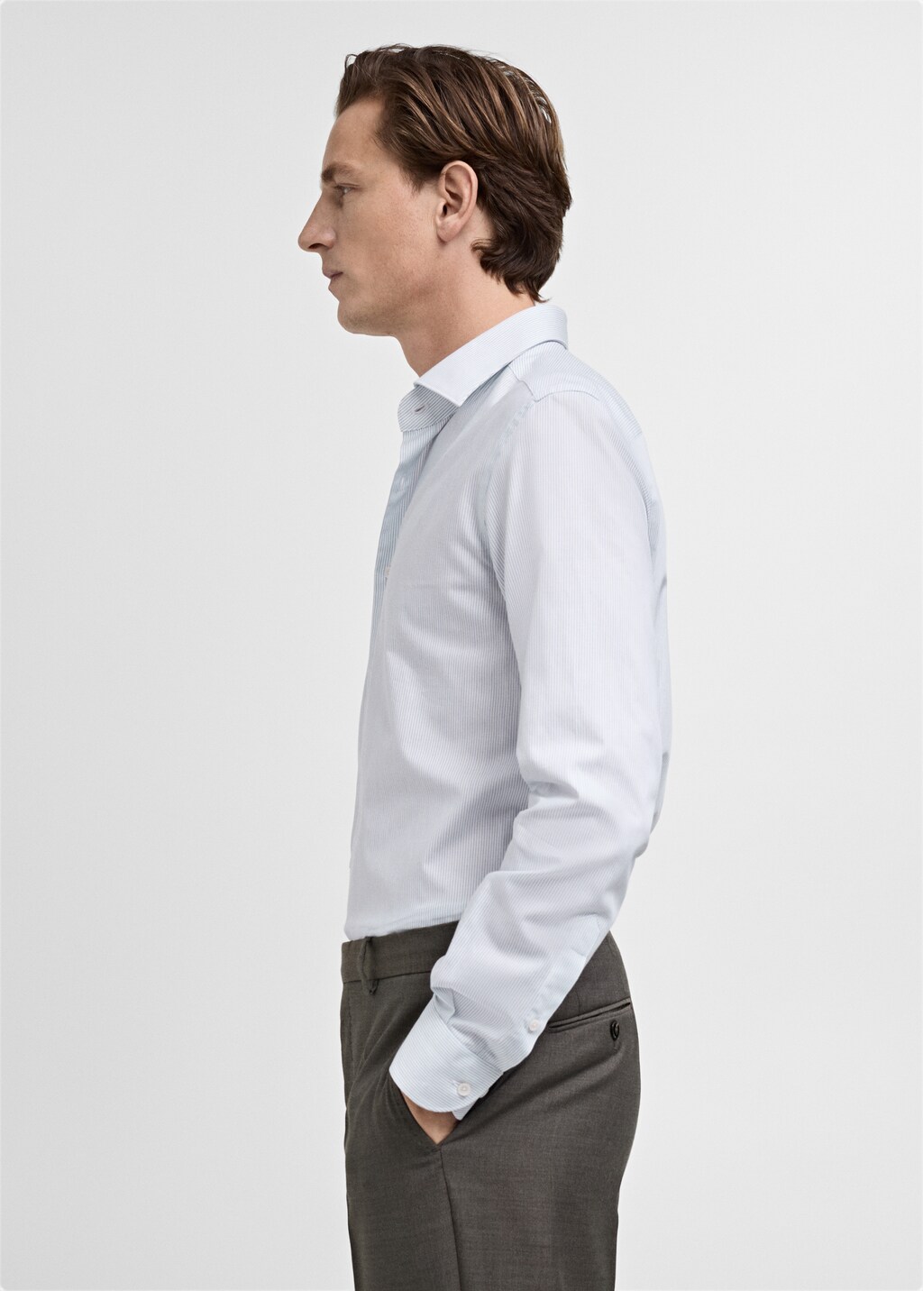 100% cotton striped suit shirt - Grey