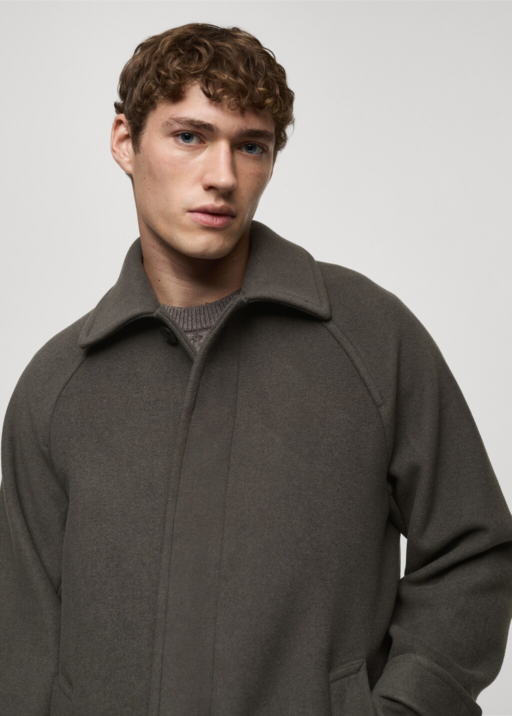 Long recycled wool coat - Khaki
