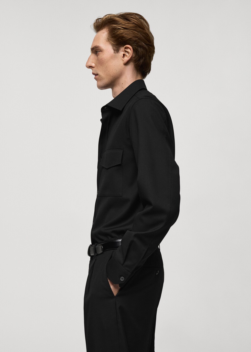 Regular fit pockets overshirt - Chocolate