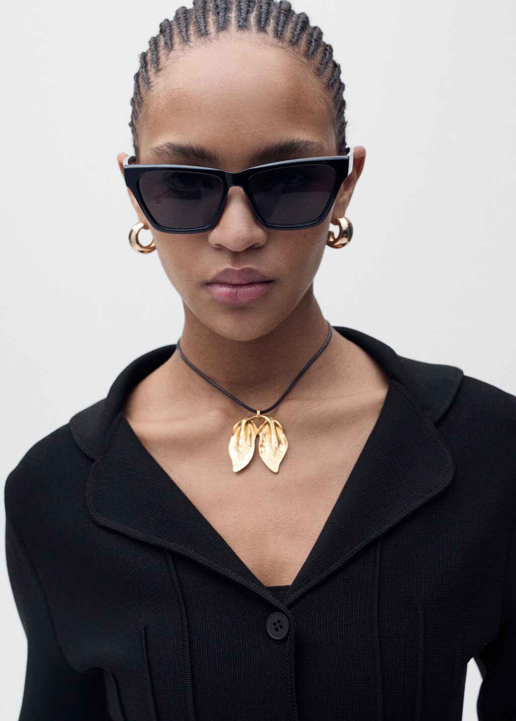 Knitted jacket with lapel collar - Black