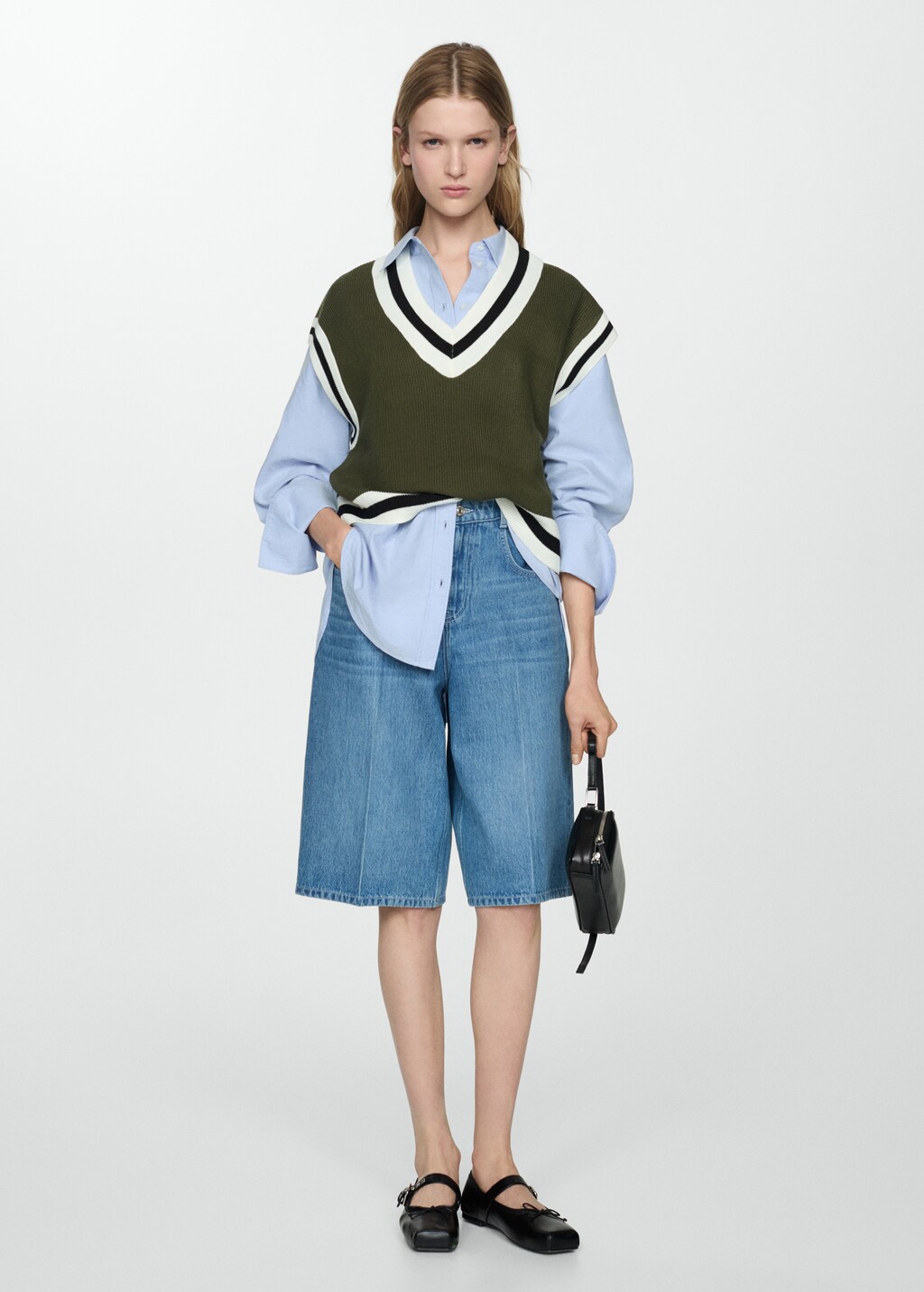 Contrast V-neck gilet - Khaki