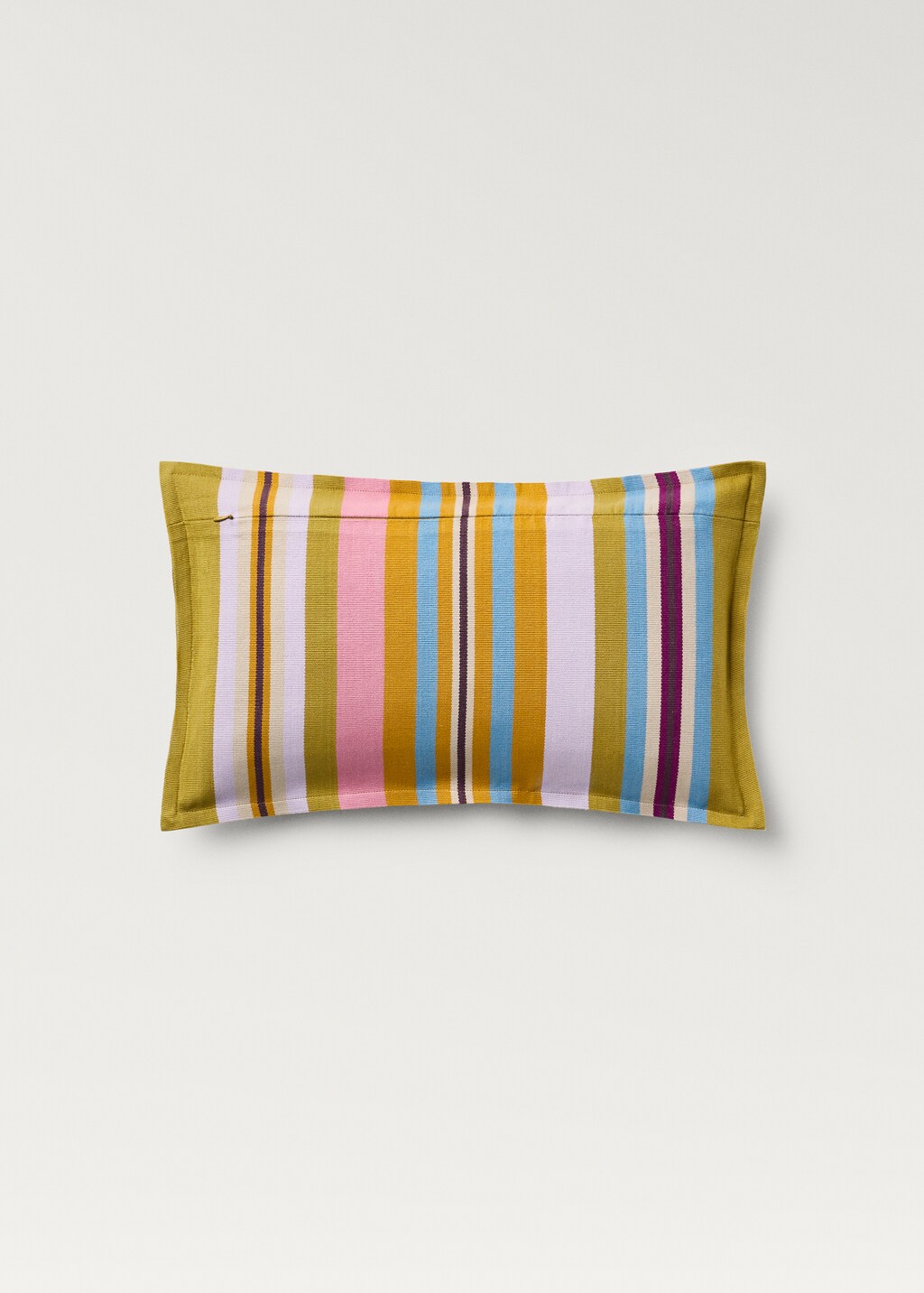 Cotton cushion cover with woven stripe, 30x50cm - Pink