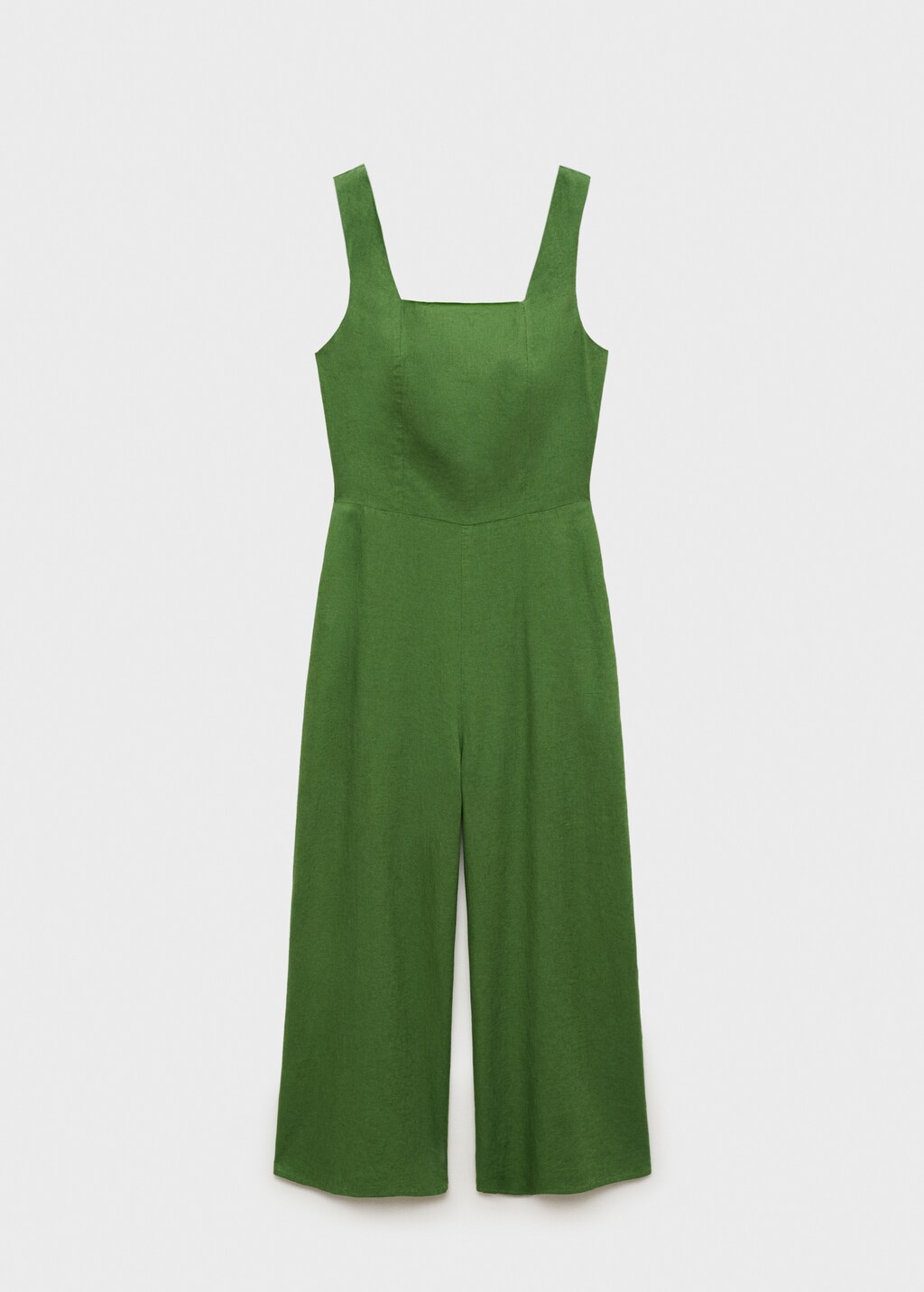 Straight-fit linen jumpsuit - Black