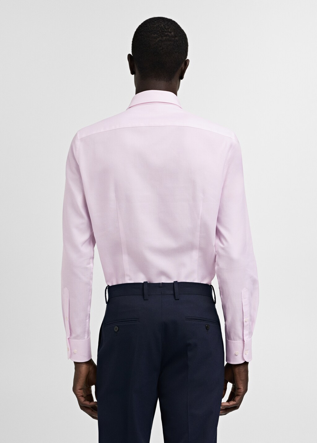 Slim-fit micro-stripe twill suit shirt - Light Pink