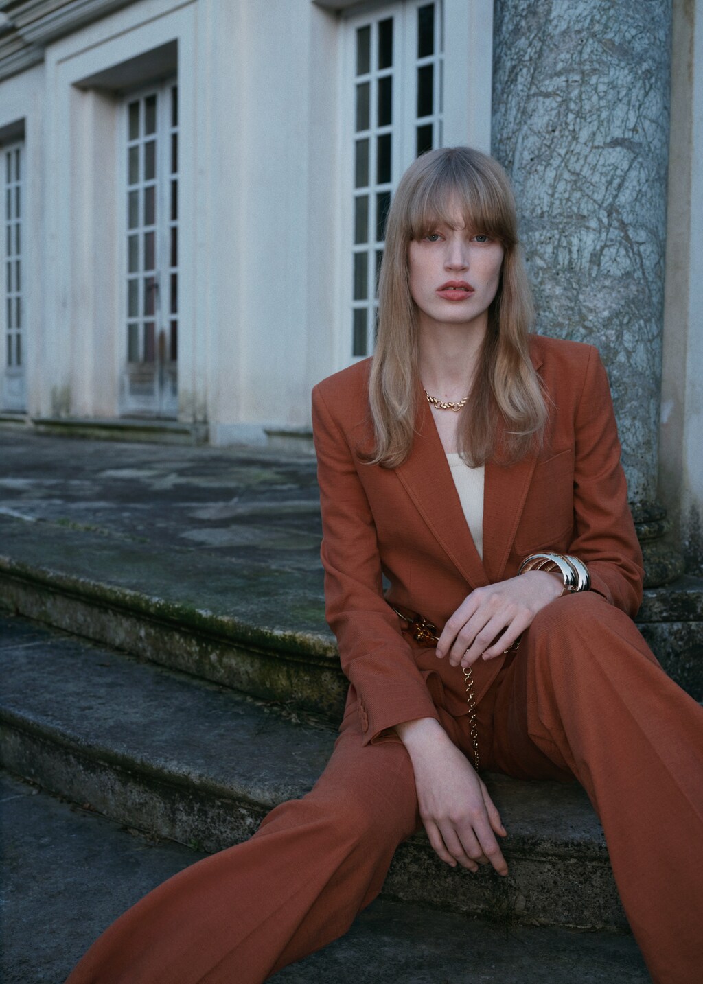 Cotton and linen-blend suit jacket - Caramel