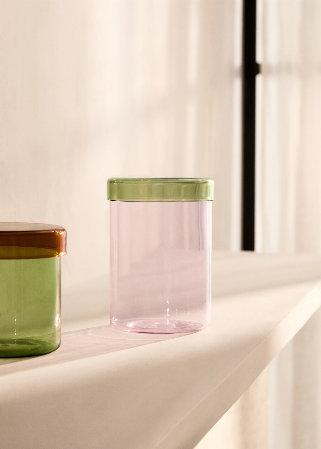 Bicolor borosilicate lid canister - Light Pink