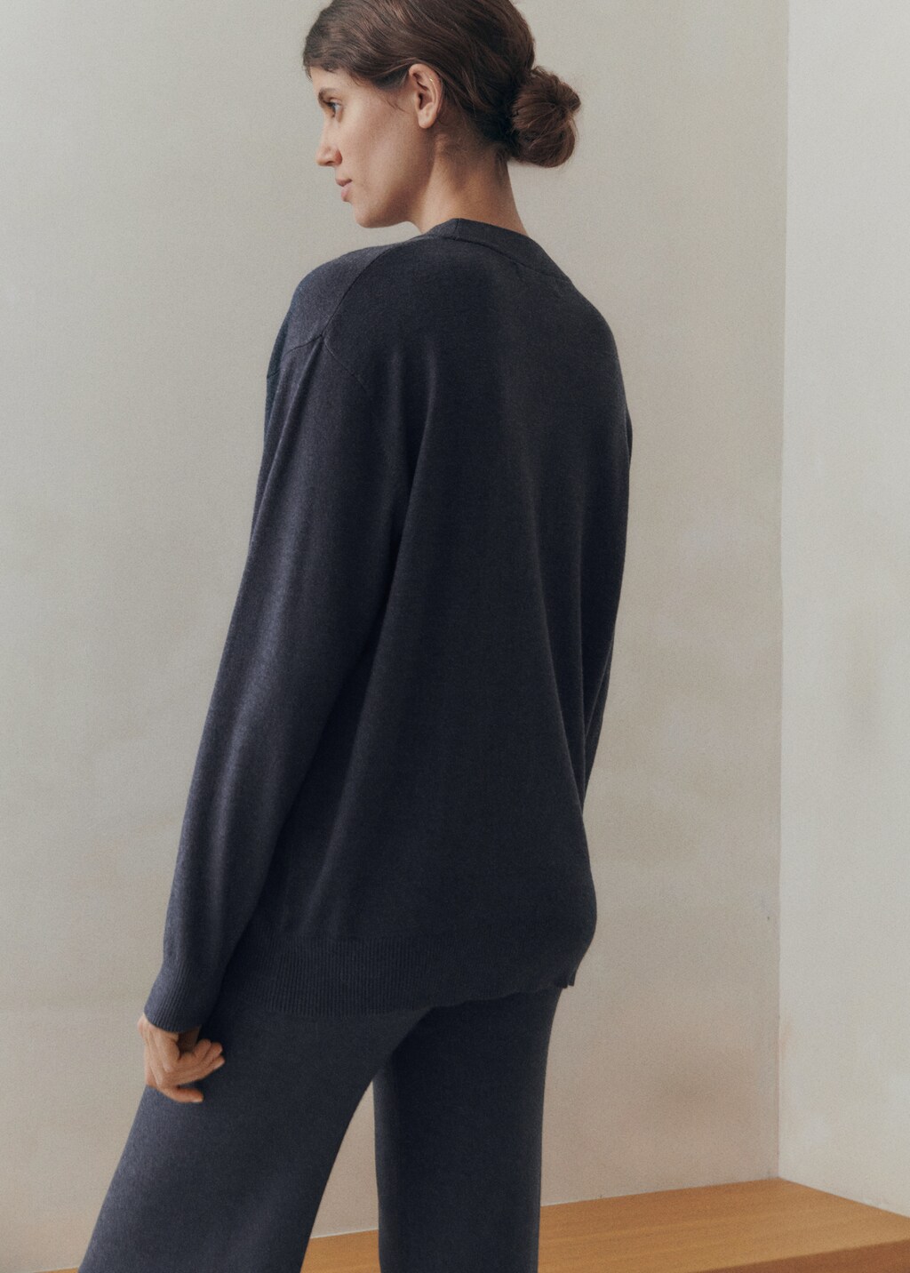 Round-neck knitted sweater - Dark Navy