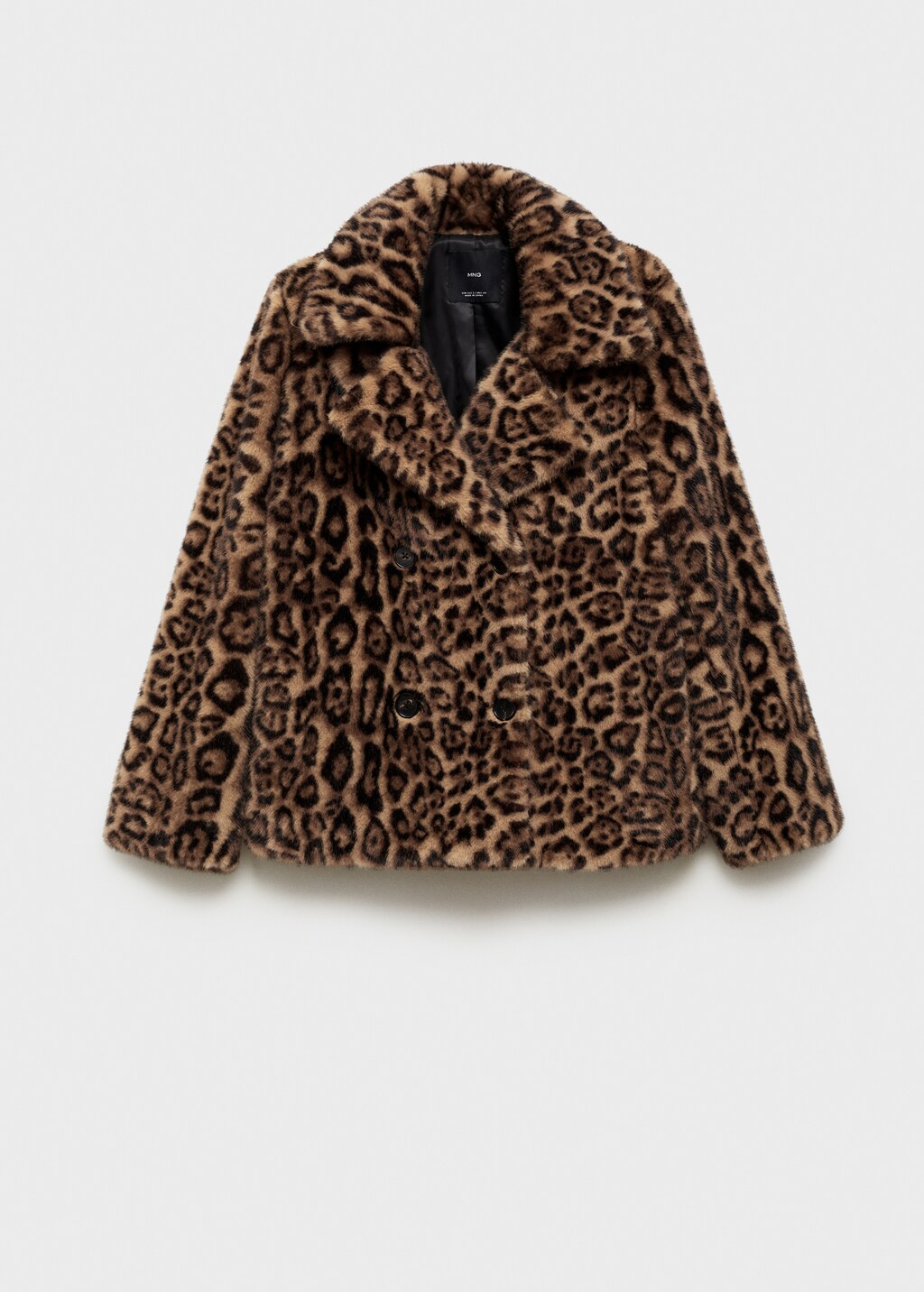 Fur-effect leopard-print coat - Medium Brown