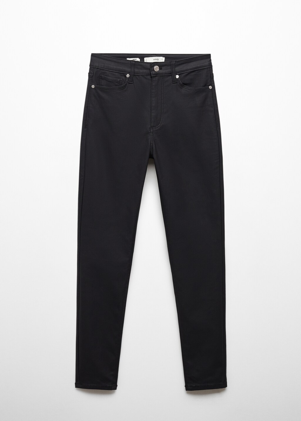 Waxed high-rise skinny jeans - Black