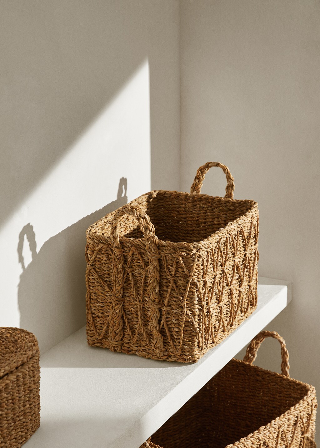 Square basket with handles 32x24cm - Brown
