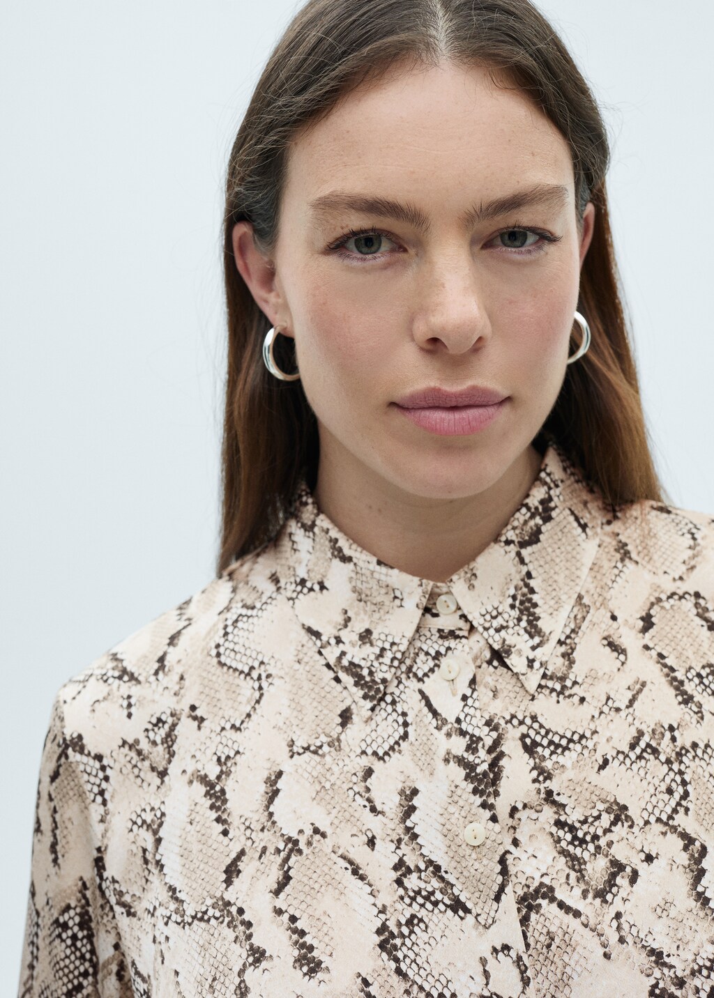 Satin print shirt - Ecru