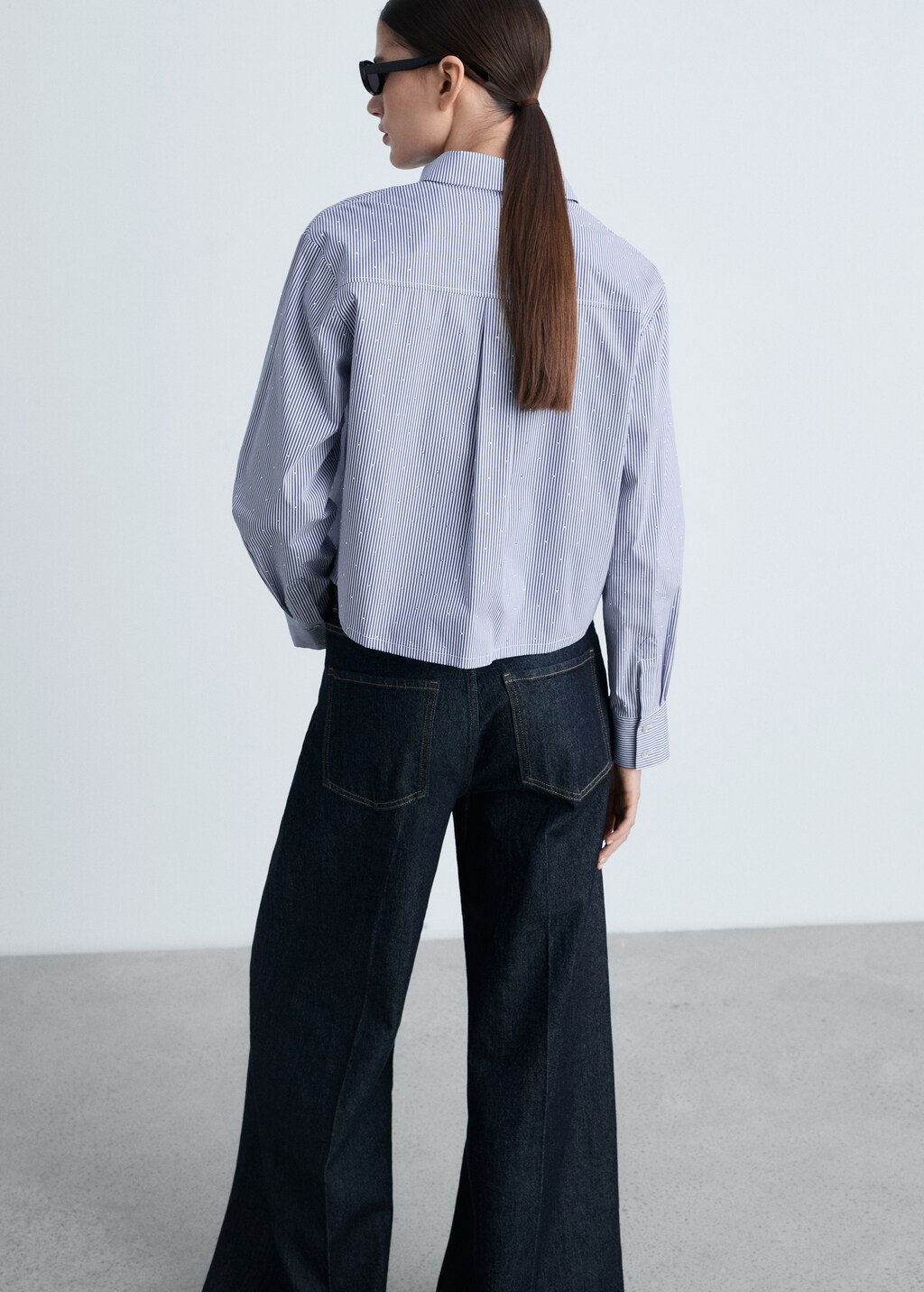 Striped shirt with rhinestone detail - Sky Blue