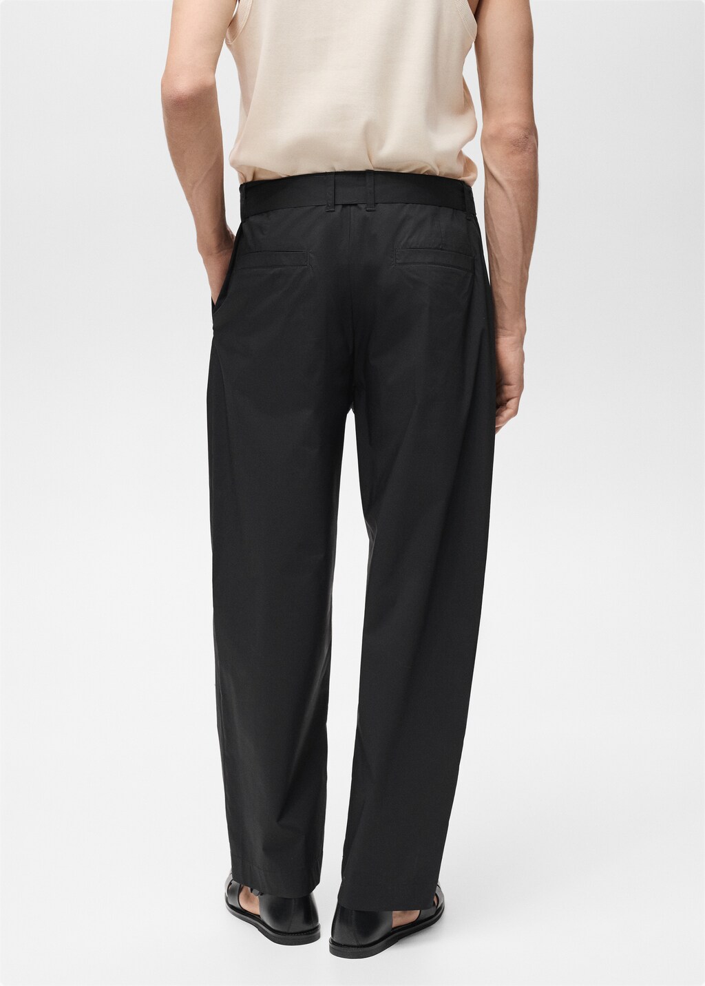 Relaxed-fit trousers with belt - Ecru