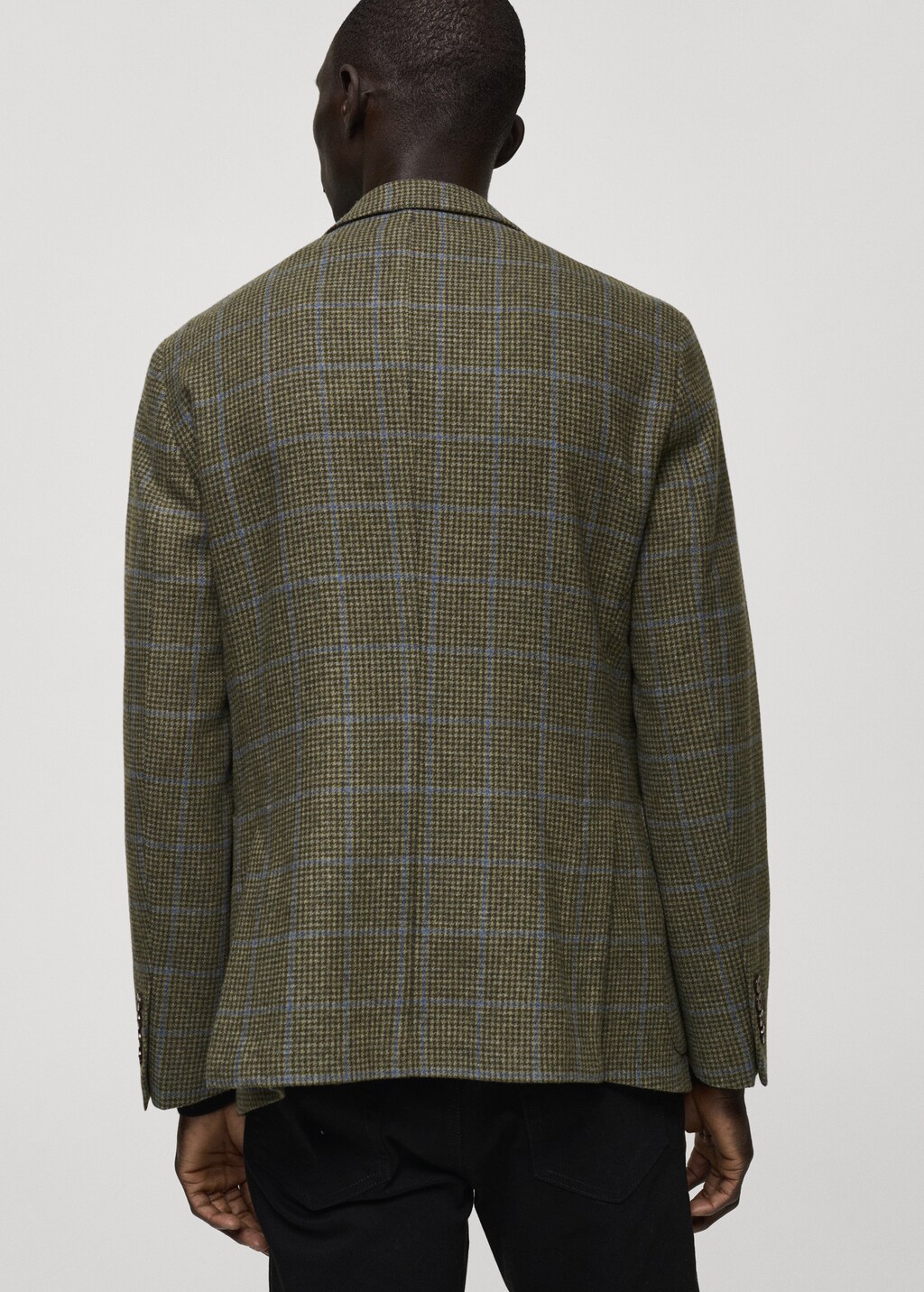 Slim fit wool houndstooth blazer - Green