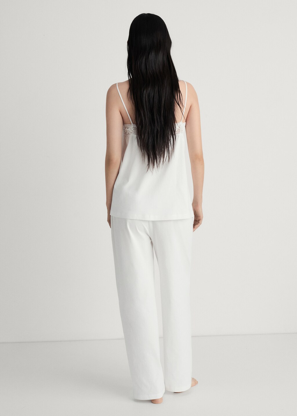 Long cotton trousers - White