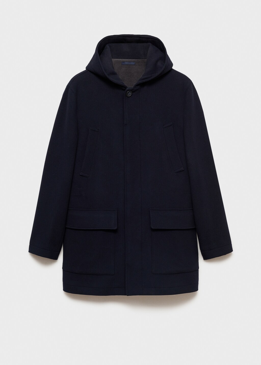 Hooded wool coat - Dark Navy