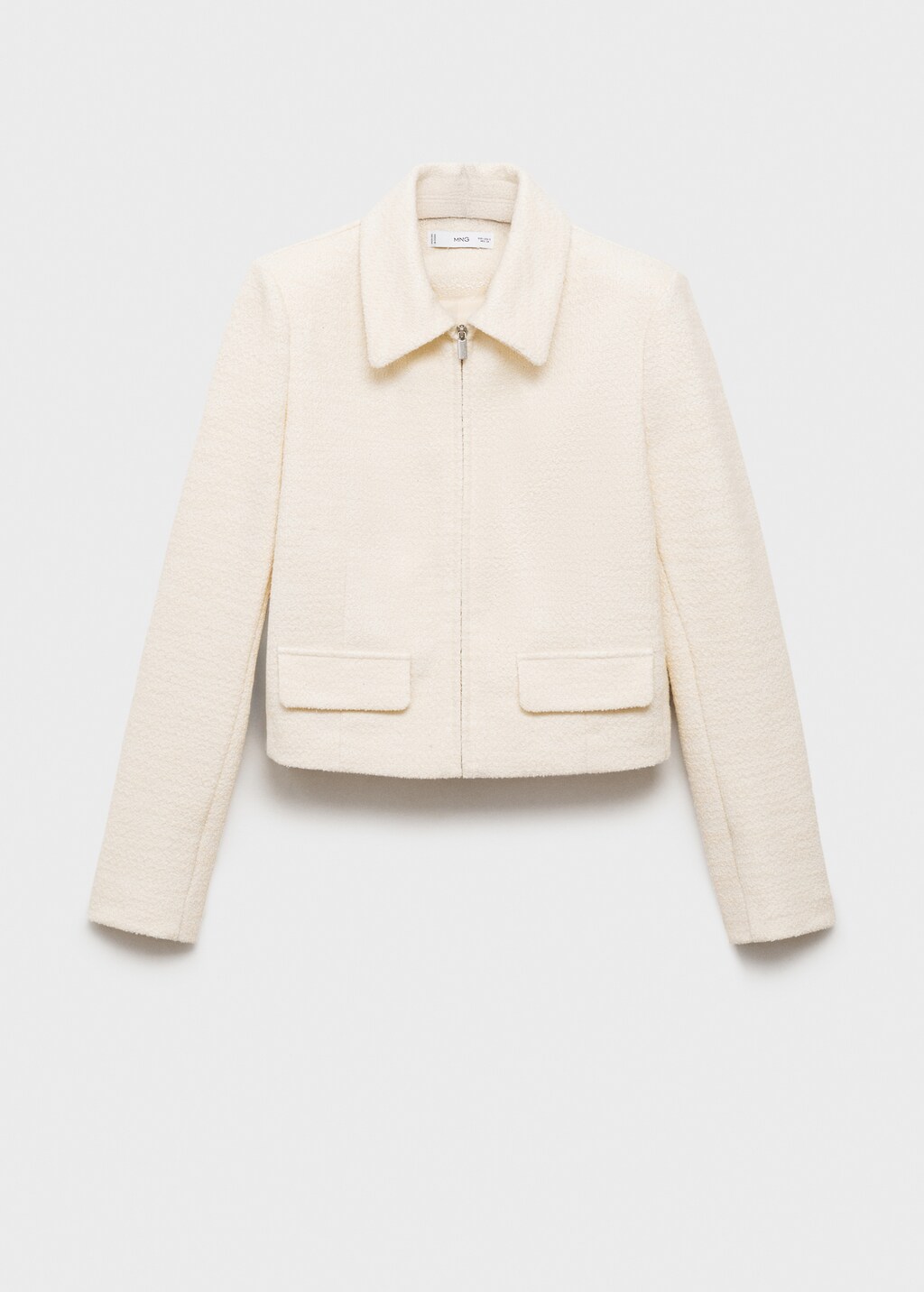 Lapel cotton blend jacket - Ecru