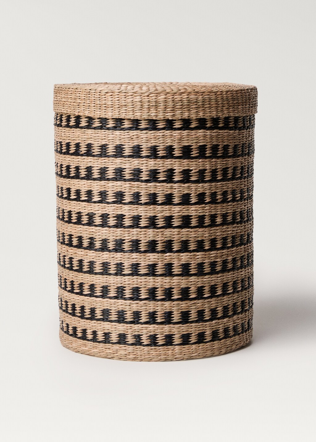 Seagrass basket with round lid - Brown
