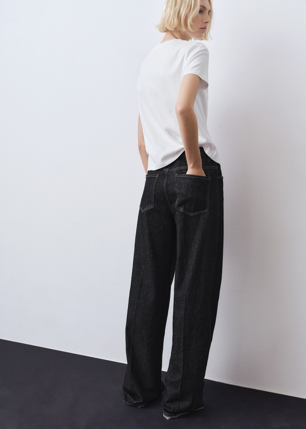 V-neck cotton T-shirt - Medium Brown