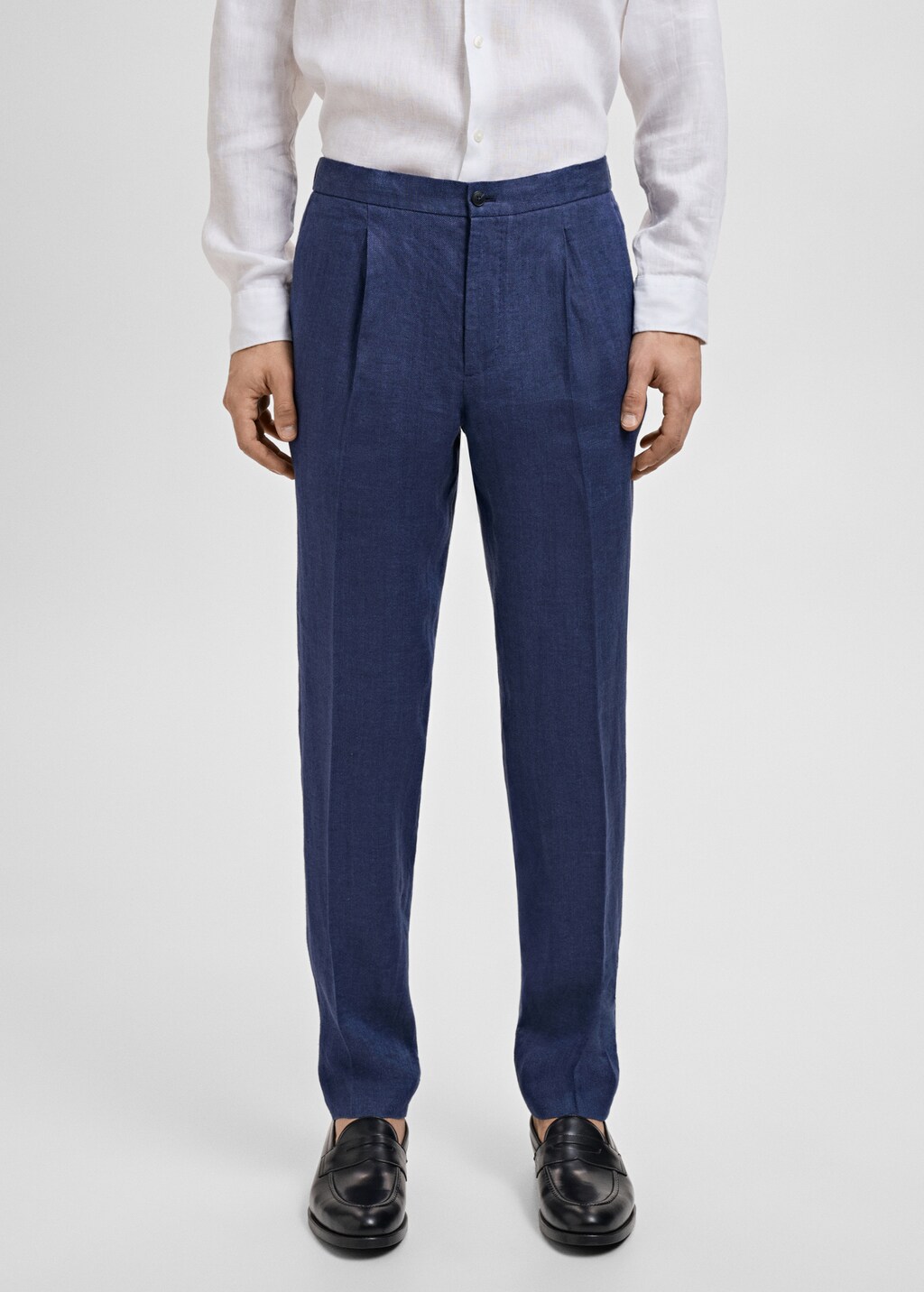 Salerno 100% linen slim fit suit trousers - Ecru