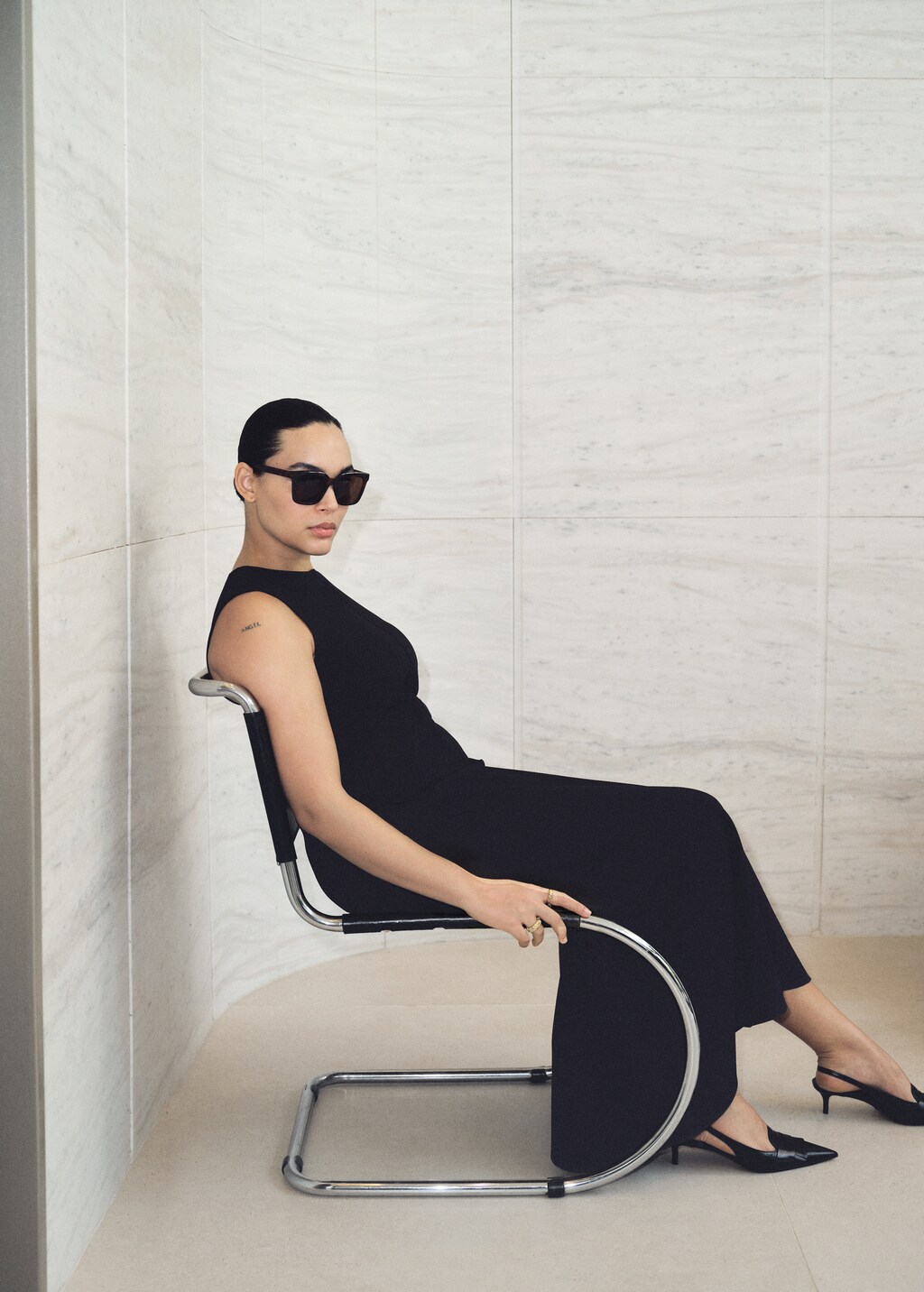 Flared midi-dress - Black