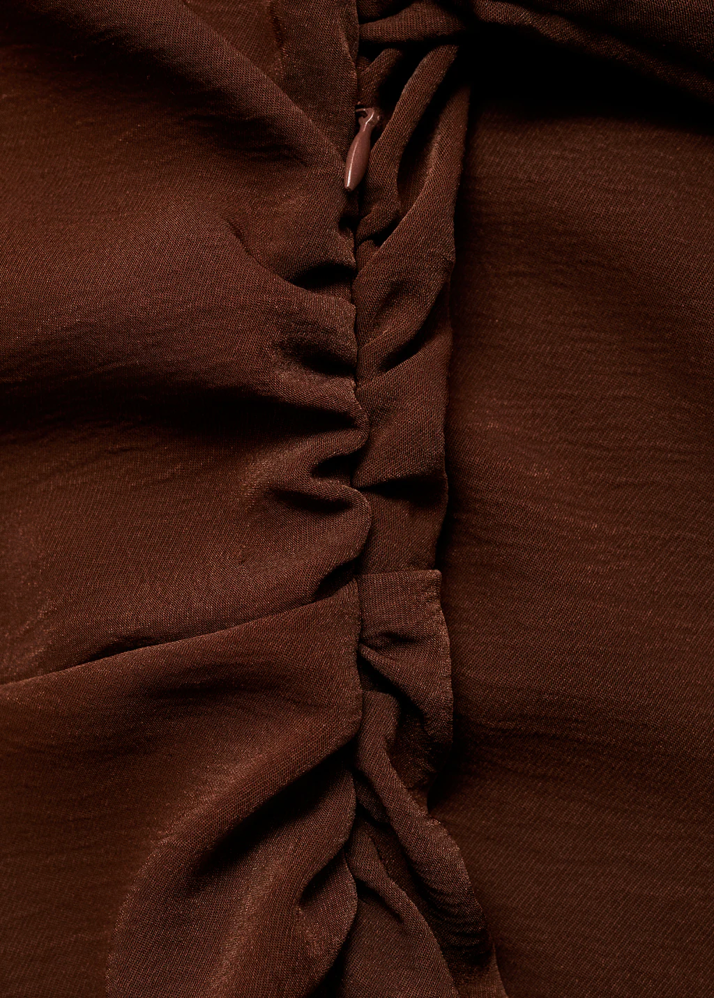 Asymmetrical dress with gathered sides - Brown