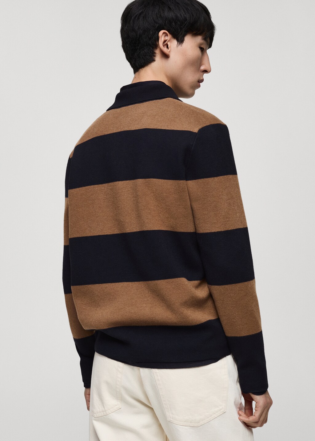 Striped design polo sweater - Dark Green