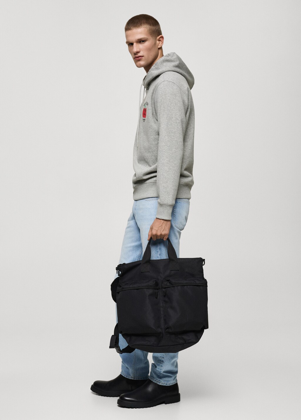 Graphic hooded sweatshirt - Light Heather Grey