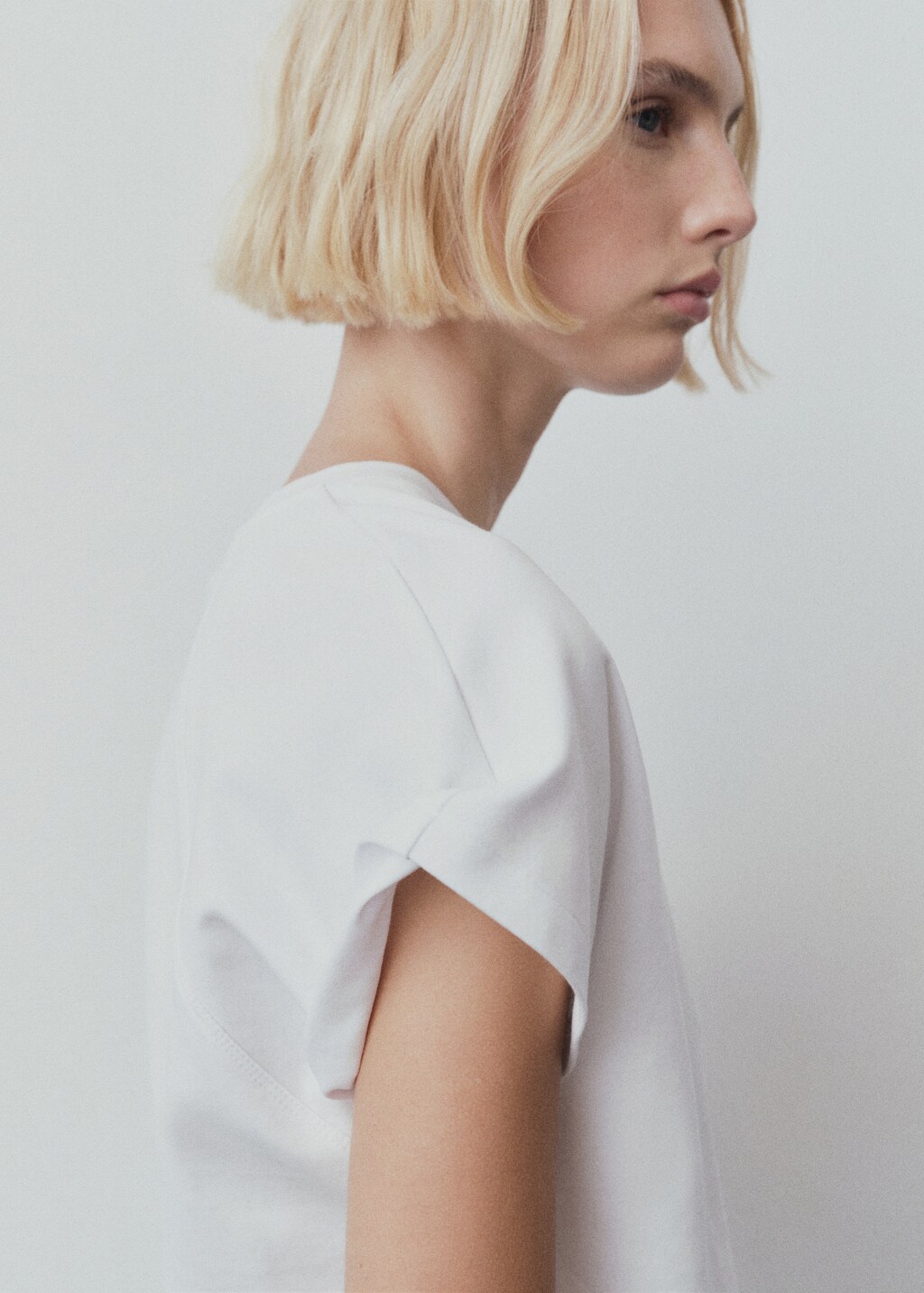 Rounded neck cotton t-shirt - Beige