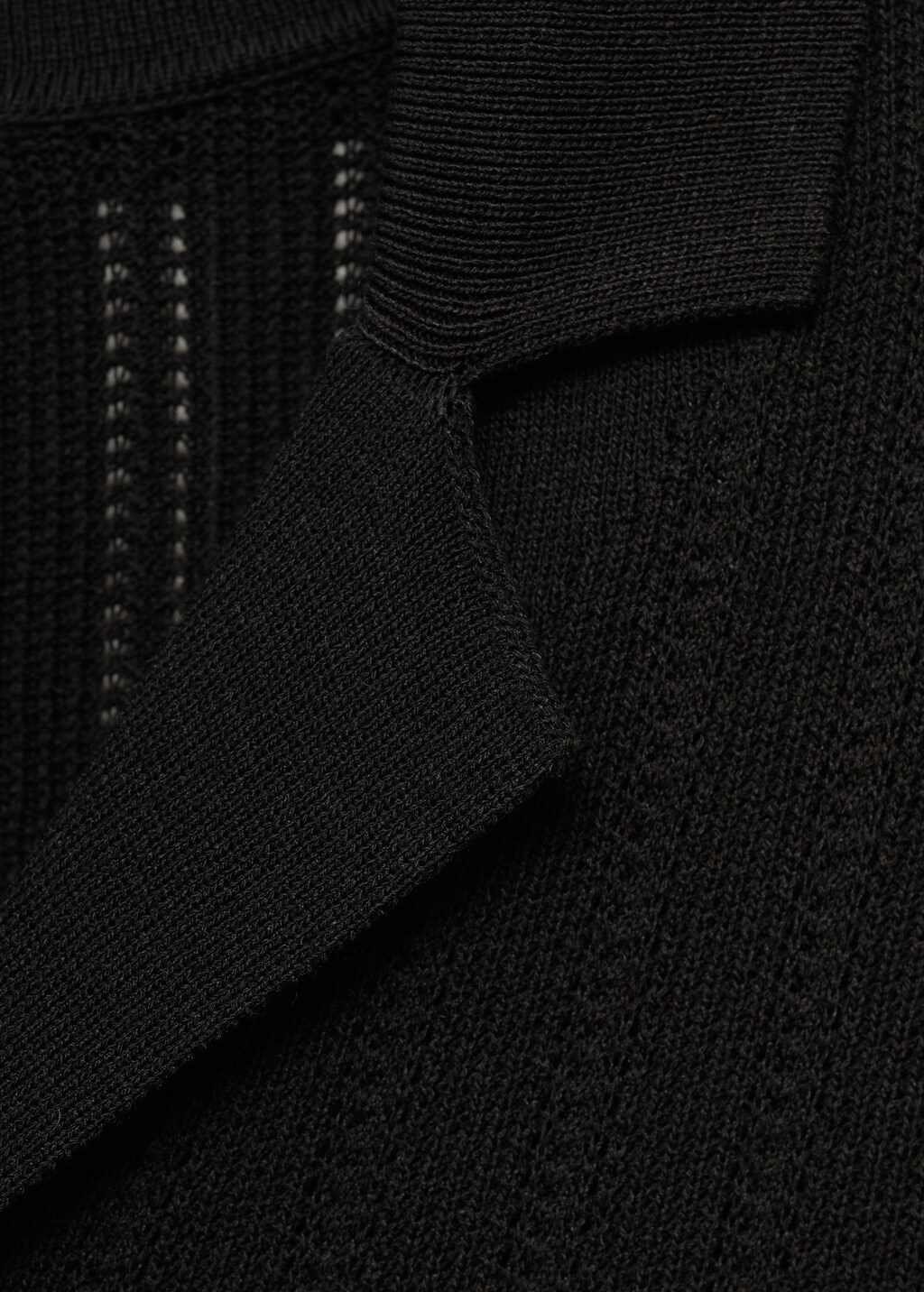 Knitted shirt with pointelle detail - Black