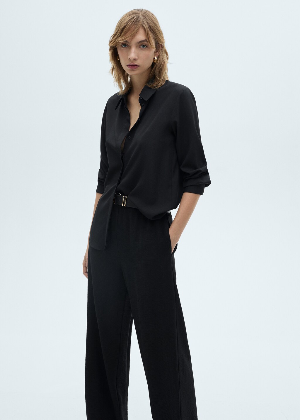 Straight knitted trousers - Black