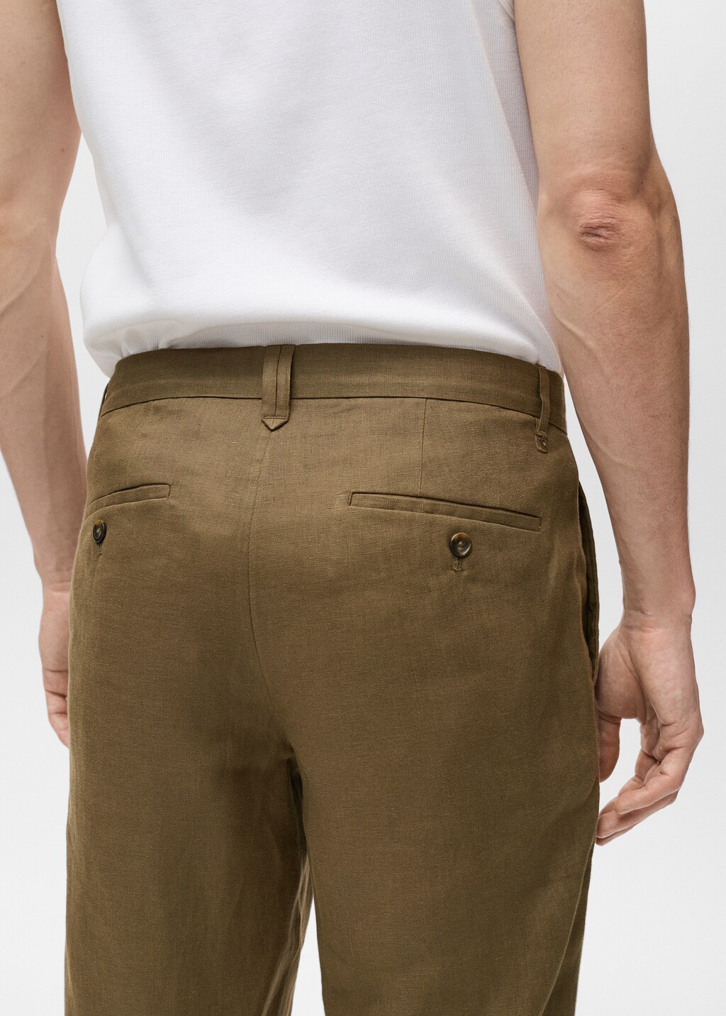 Slim-fit 100% linen trousers - Khaki
