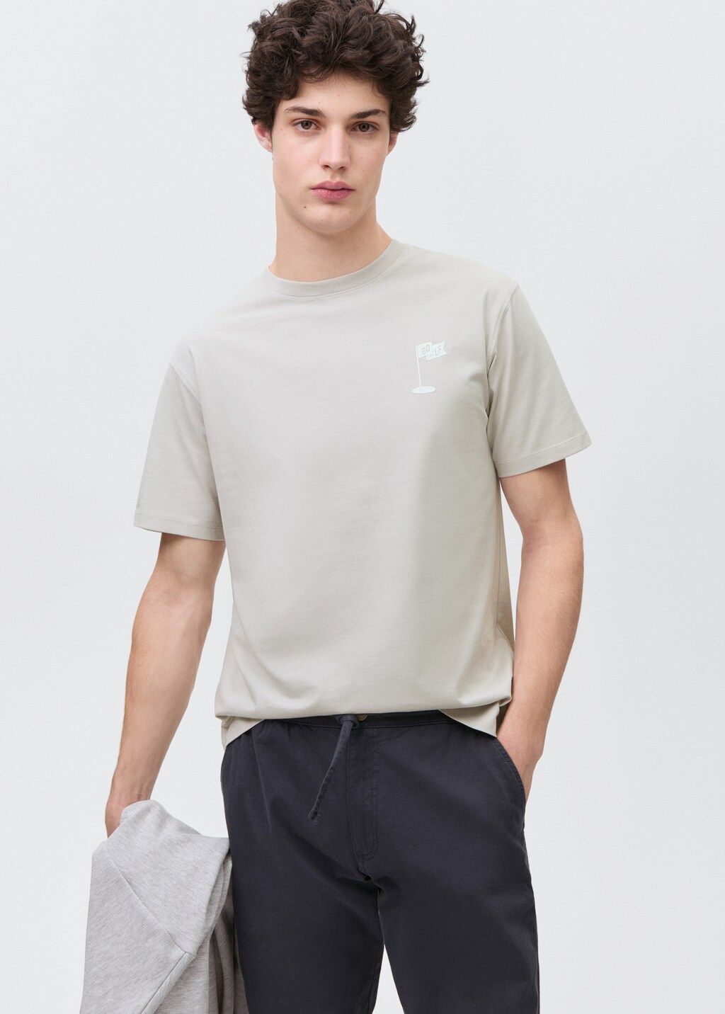 100% cotton t-shirt with printed drawing - Grey