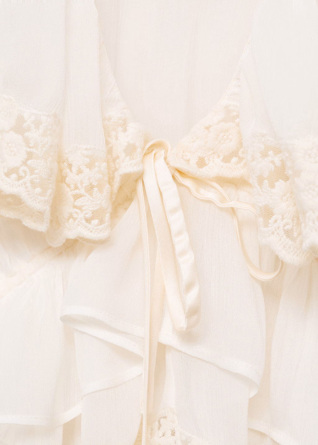 Blouse with ruffles and lace details - Ecru