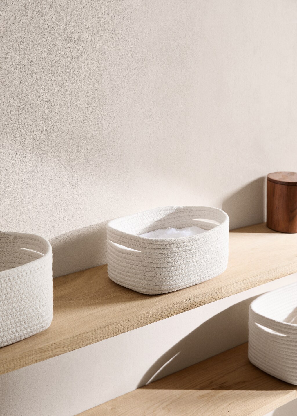 100% cotton storage basket 22x14cm - White