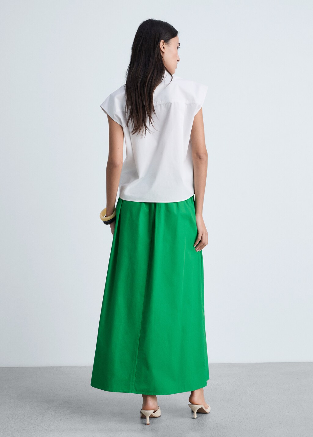 Flared cotton skirt - Green